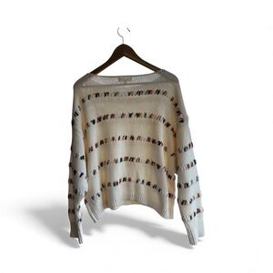 Women's Size Large Pullover Sweater Colorful Cottagecore Chunky Knit Rainbow Top